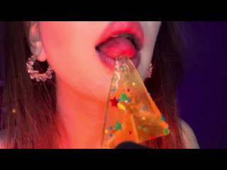 dofina asmr licking lollipop mouth sounds